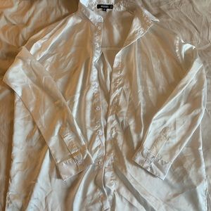 Missguided white pearl satin button up never worn